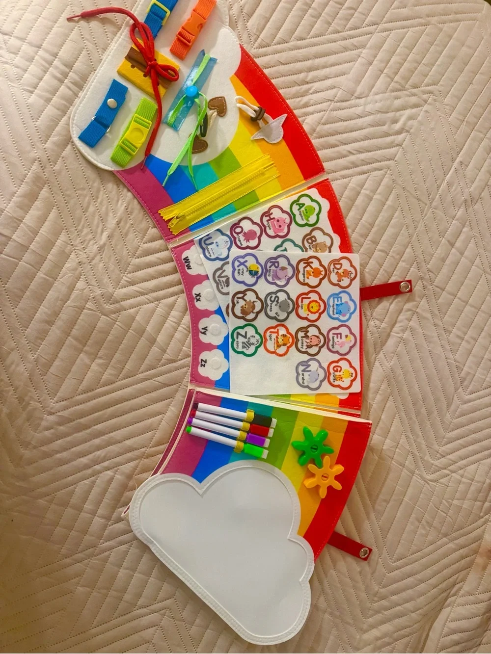 Interactive Rainbow Learning Clock Playbook for Kids - Multicolor